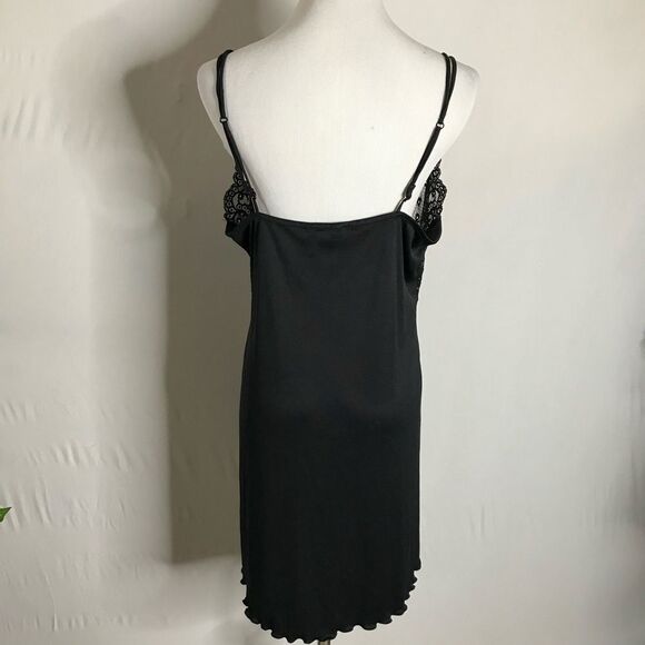 Vintage Val Mode Lingerie Black Nightgown Medium Large Lace Bust Chemise - Picture 6 of 9